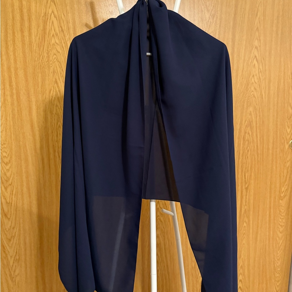 Elegant Navy Blue Sheer Shawl